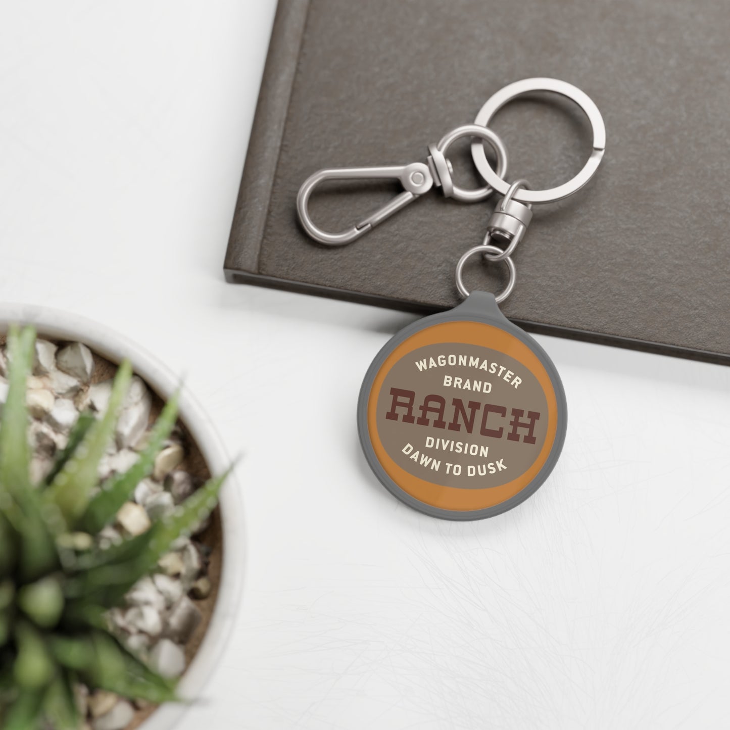 Ranch Logo Keyring Tag — 'Wagonmaster Brand: Ranch Division ' Metal Keychain