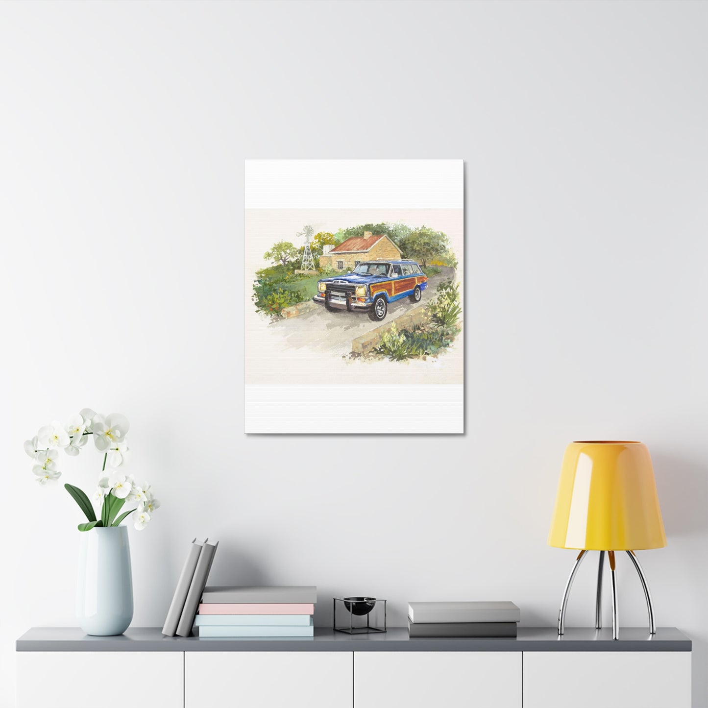 Blue Wagoneer Stretched Canvas Art