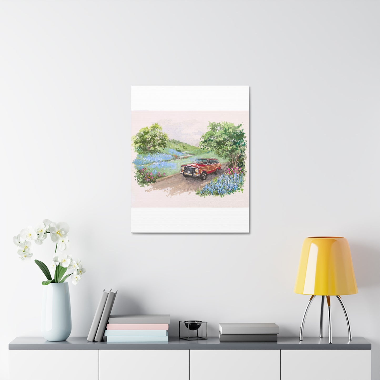 Red Wagoneer Stretched Canvas Art