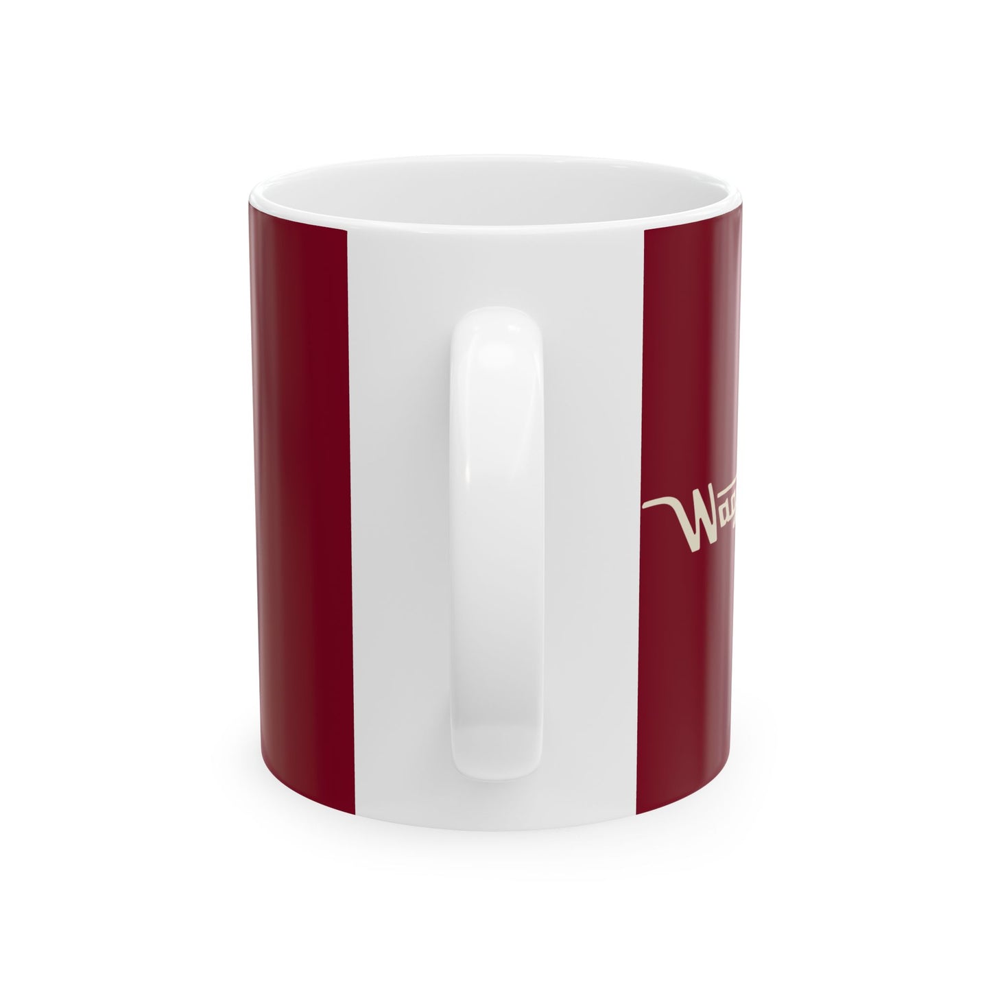 Ceramic Mug — Retro Coffee Cup (11oz/15oz) - Burgundy with Tan