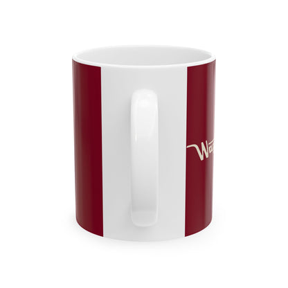 Ceramic Mug — Retro Coffee Cup (11oz/15oz) - Burgundy with Tan