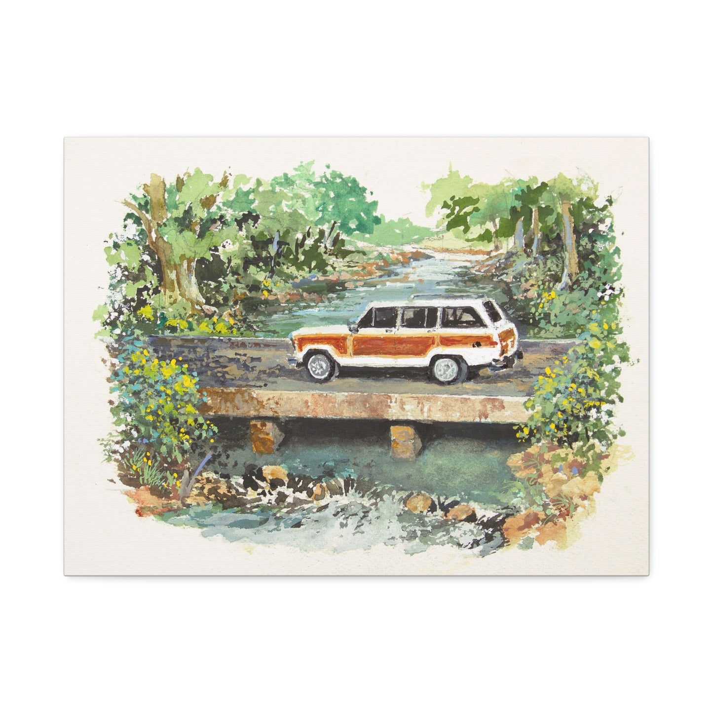White Wagoneer Stretched Canvas Art