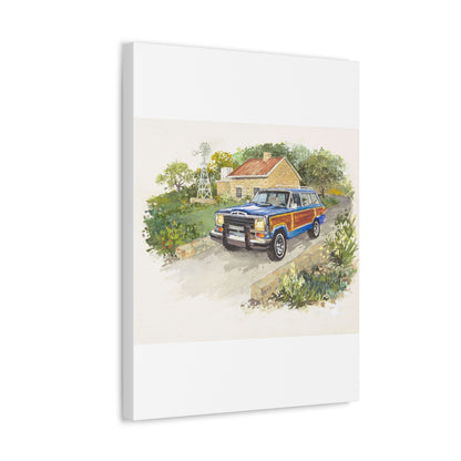 Blue Wagoneer Stretched Canvas Art