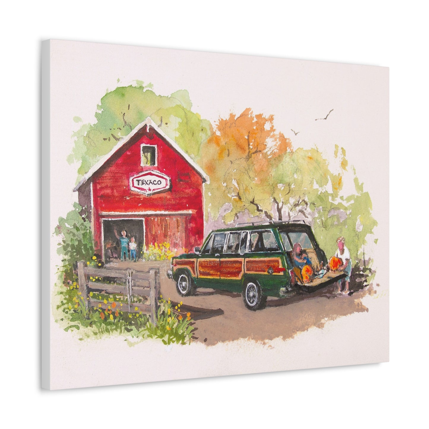 Fall Harvest Wagoneer Stretched Canvas Art