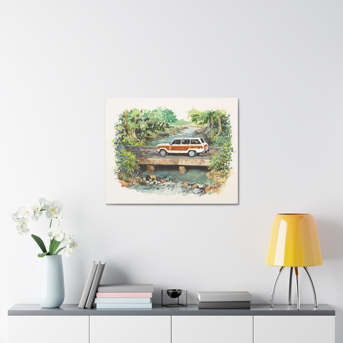White Wagoneer Stretched Canvas Art