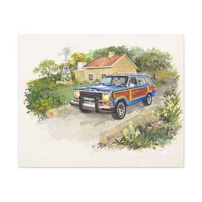 Blue Wagoneer Stretched Canvas Art