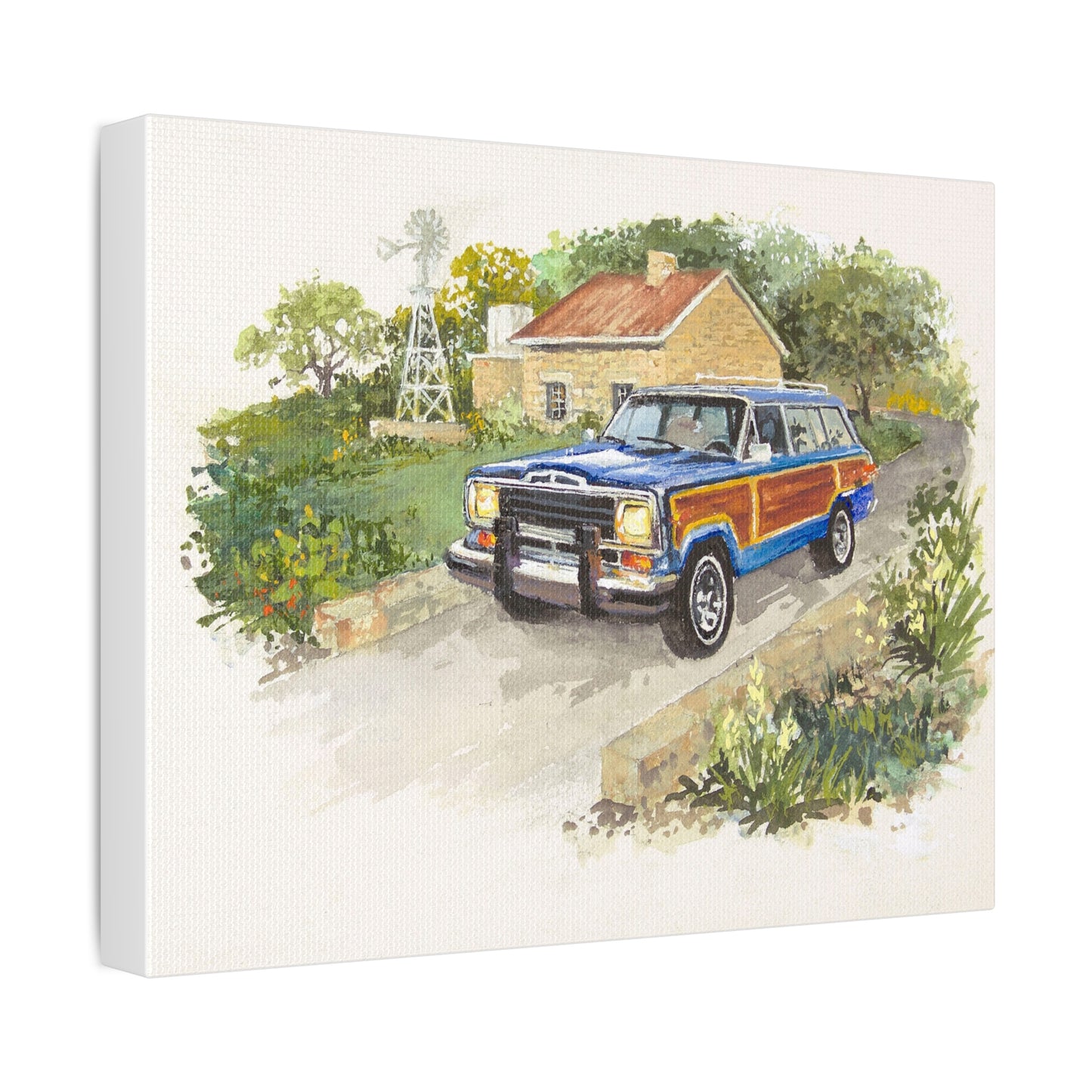 Blue Wagoneer Stretched Canvas Art