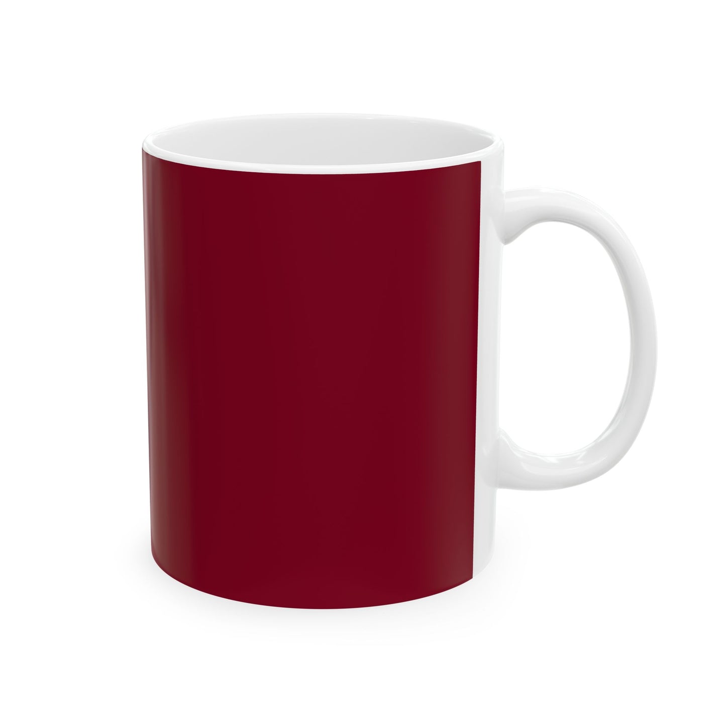 Ceramic Mug — Retro Coffee Cup (11oz/15oz) - Burgundy with Tan