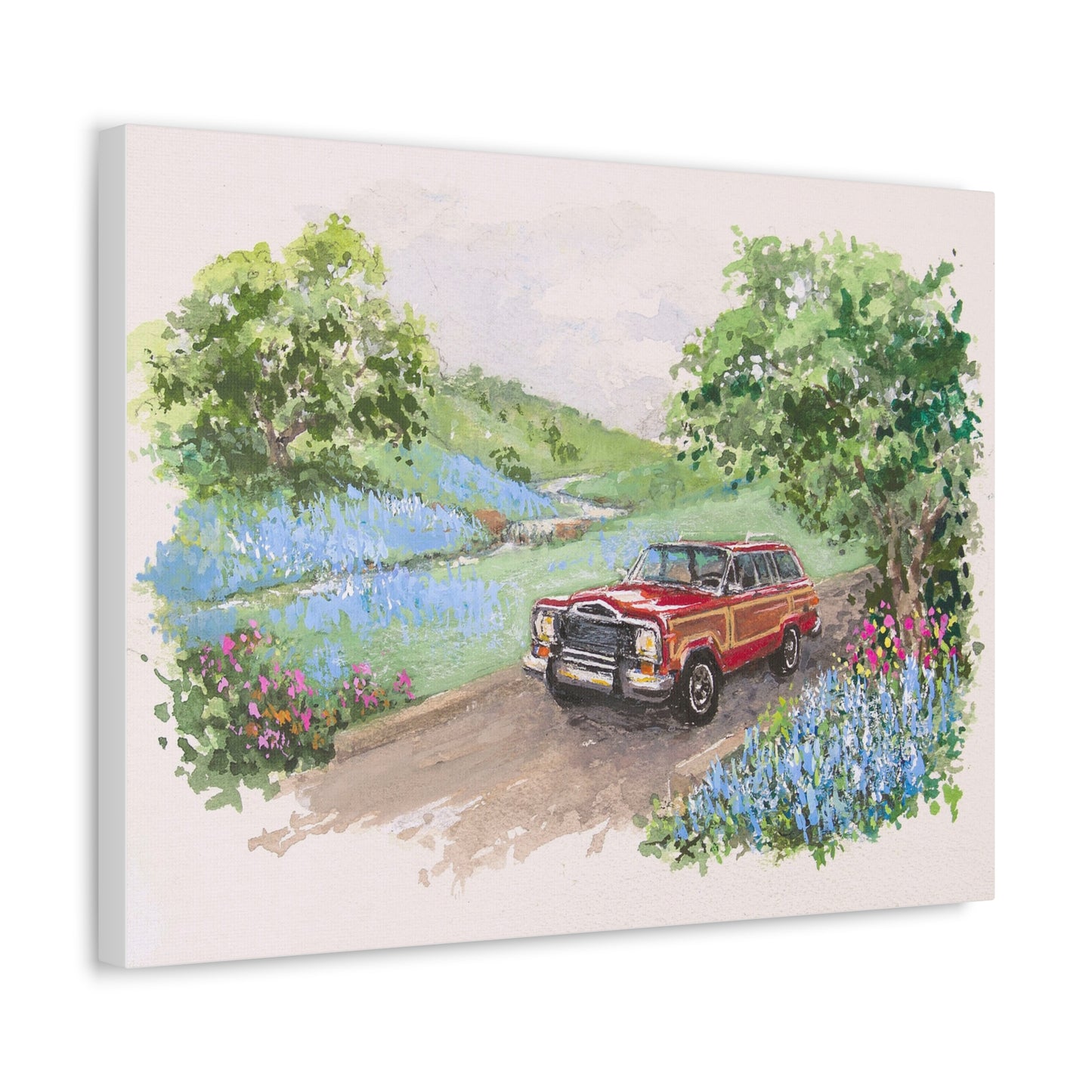 Red Wagoneer Stretched Canvas Art