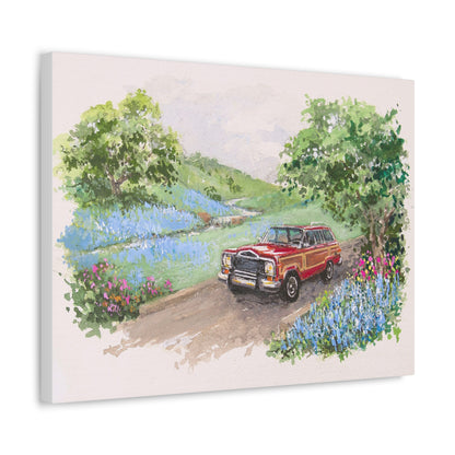 Red Wagoneer Stretched Canvas Art