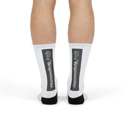 Wagonmaster Crew Socks - Vertical Charcoal Logo