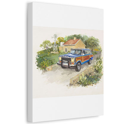 Blue Wagoneer Stretched Canvas Art