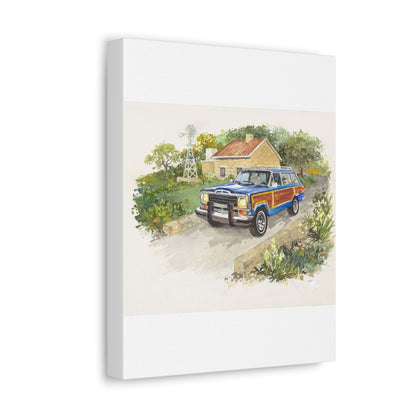 Blue Wagoneer Stretched Canvas Art