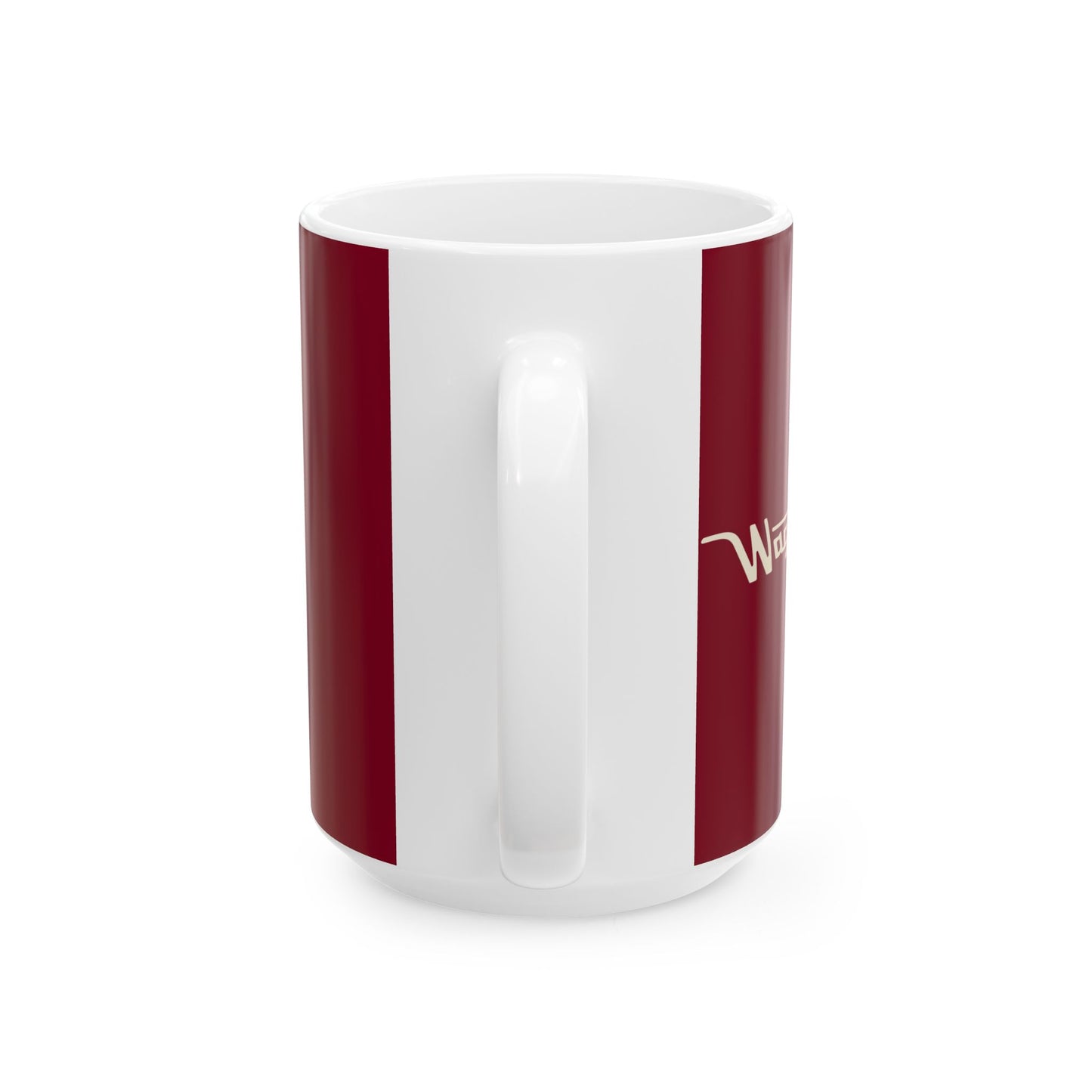 Ceramic Mug — Retro Coffee Cup (11oz/15oz) - Burgundy with Tan