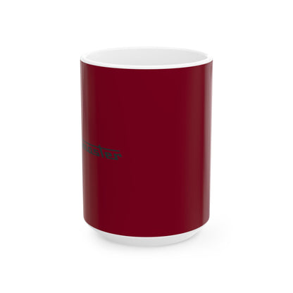 Ceramic Mug — Retro Coffee Cup (11oz/15oz) - Burgundy with Black