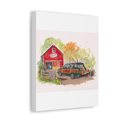 Fall Harvest Wagoneer Stretched Canvas Art