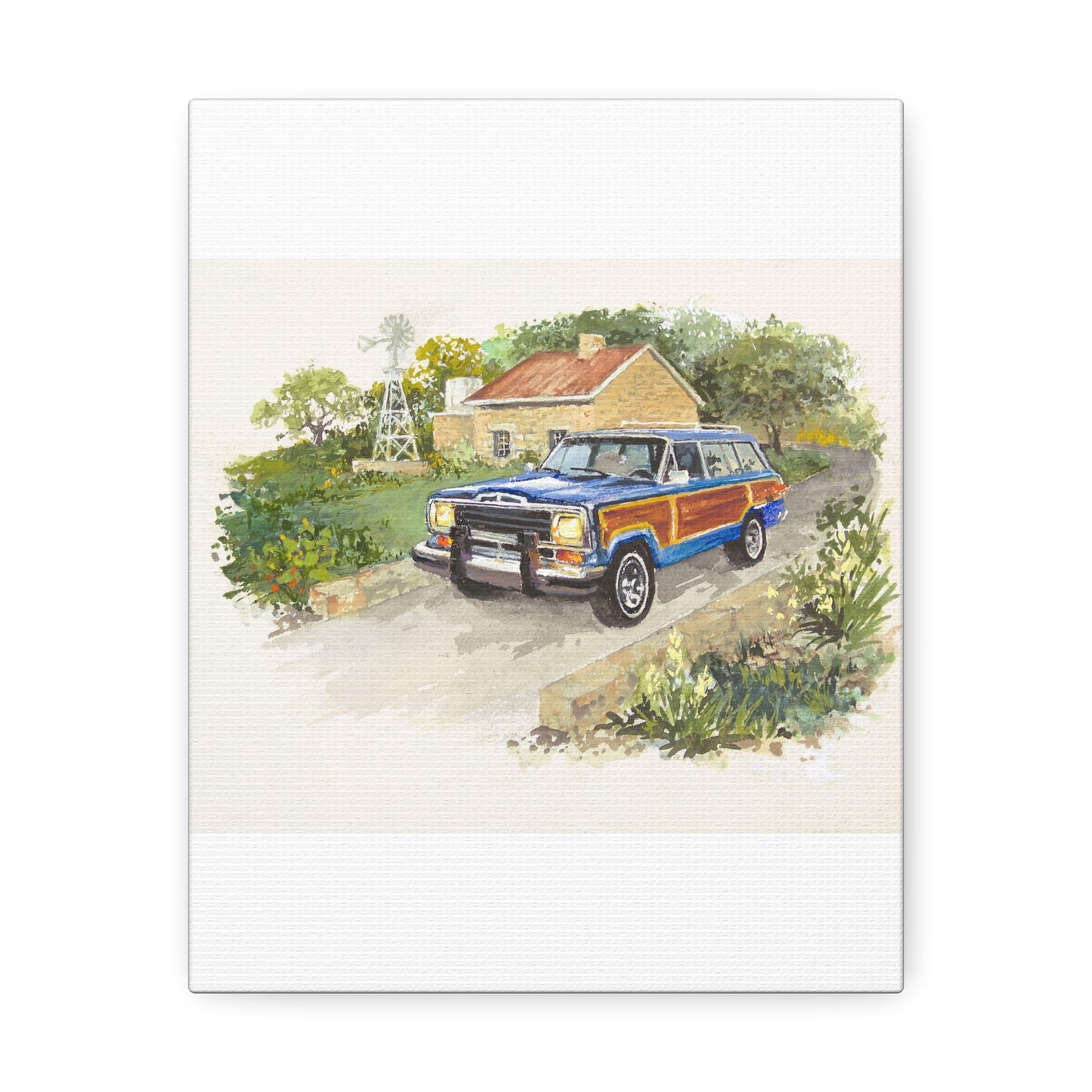 Blue Wagoneer Stretched Canvas Art