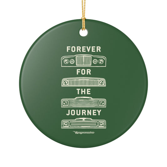 Ceramic Ornament – "Forever for the Journey" Vintage Car - Hunter Green