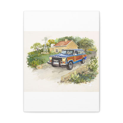 Blue Wagoneer Stretched Canvas Art