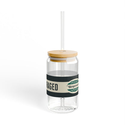 16oz Glass Sipper with Bamboo Lid — 'Detours Encouraged' Travel-Ready Straw Tumbler - Grey