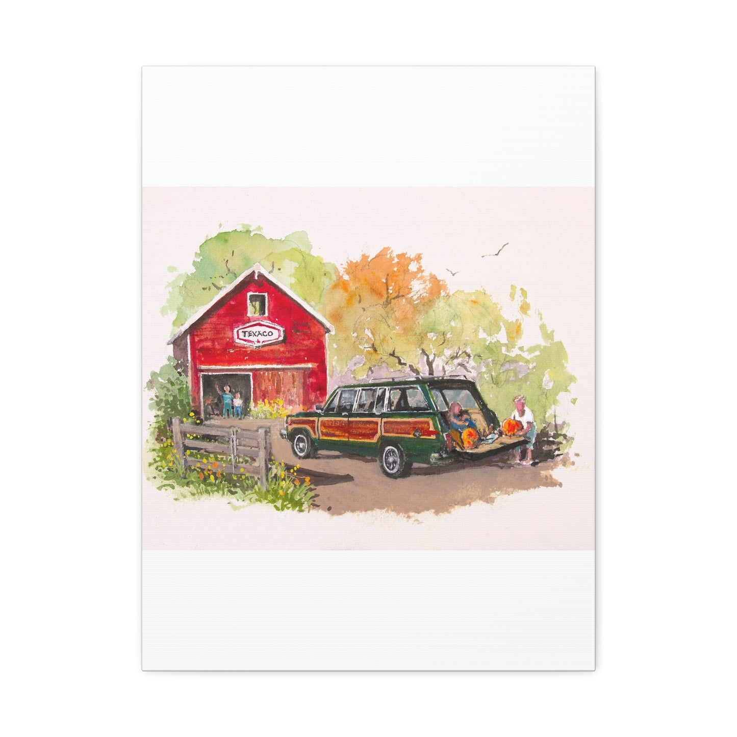 Fall Harvest Wagoneer Stretched Canvas Art