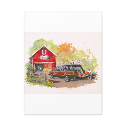 Fall Harvest Wagoneer Stretched Canvas Art