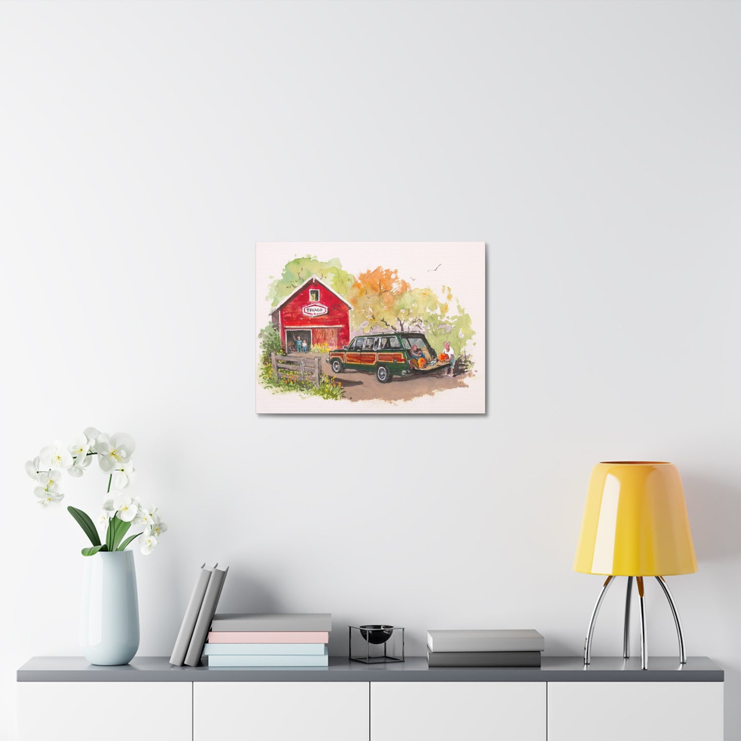 Fall Harvest Wagoneer Stretched Canvas Art