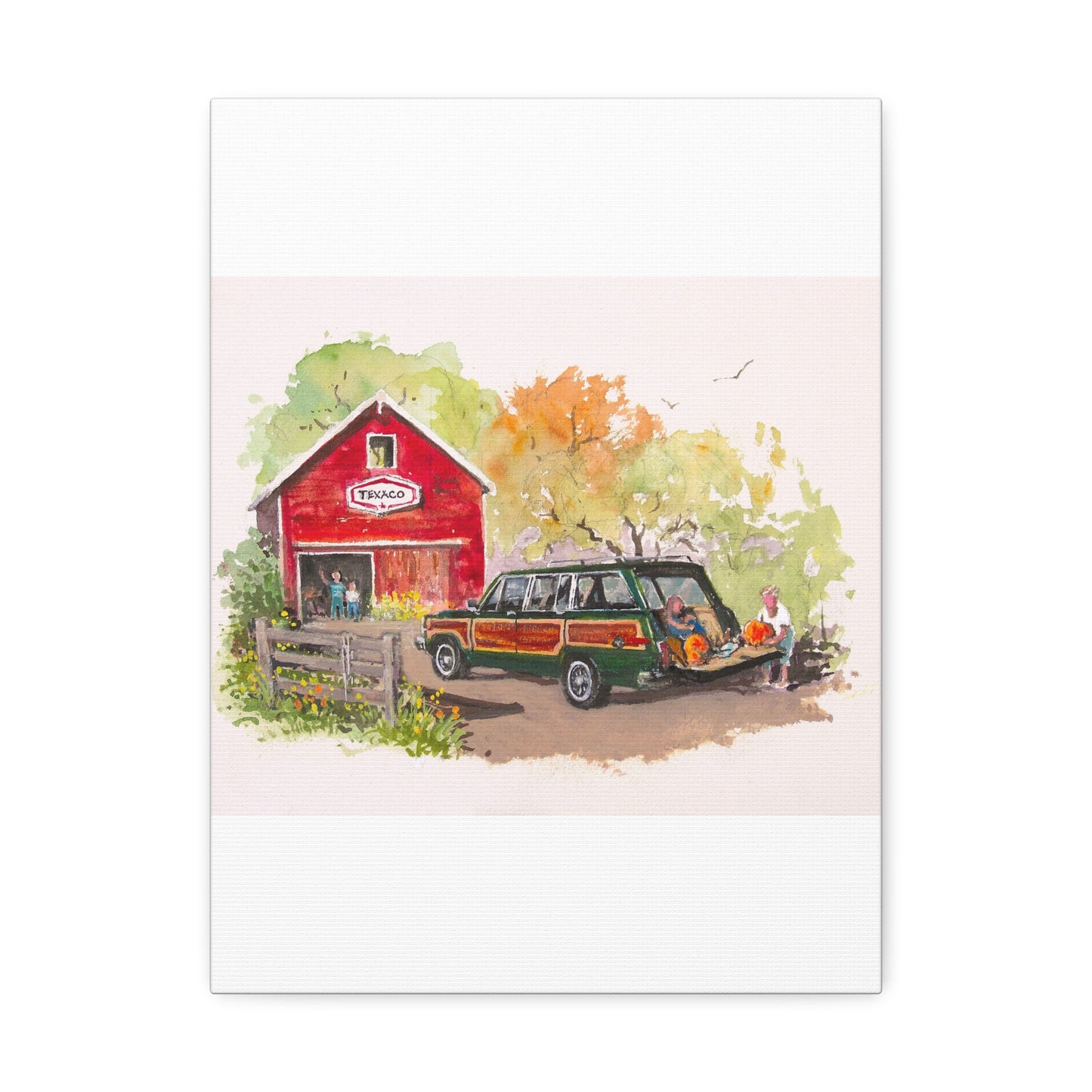 Fall Harvest Wagoneer Stretched Canvas Art