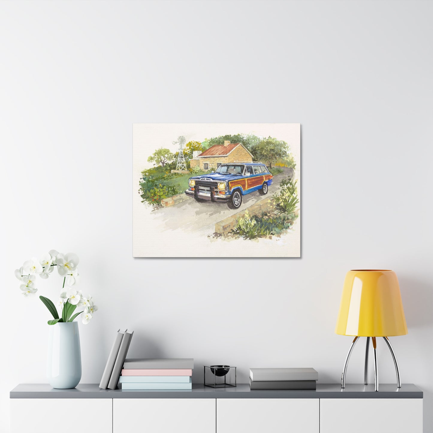 Blue Wagoneer Stretched Canvas Art