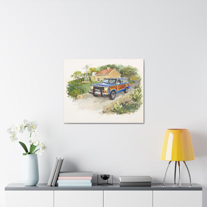 Blue Wagoneer Stretched Canvas Art