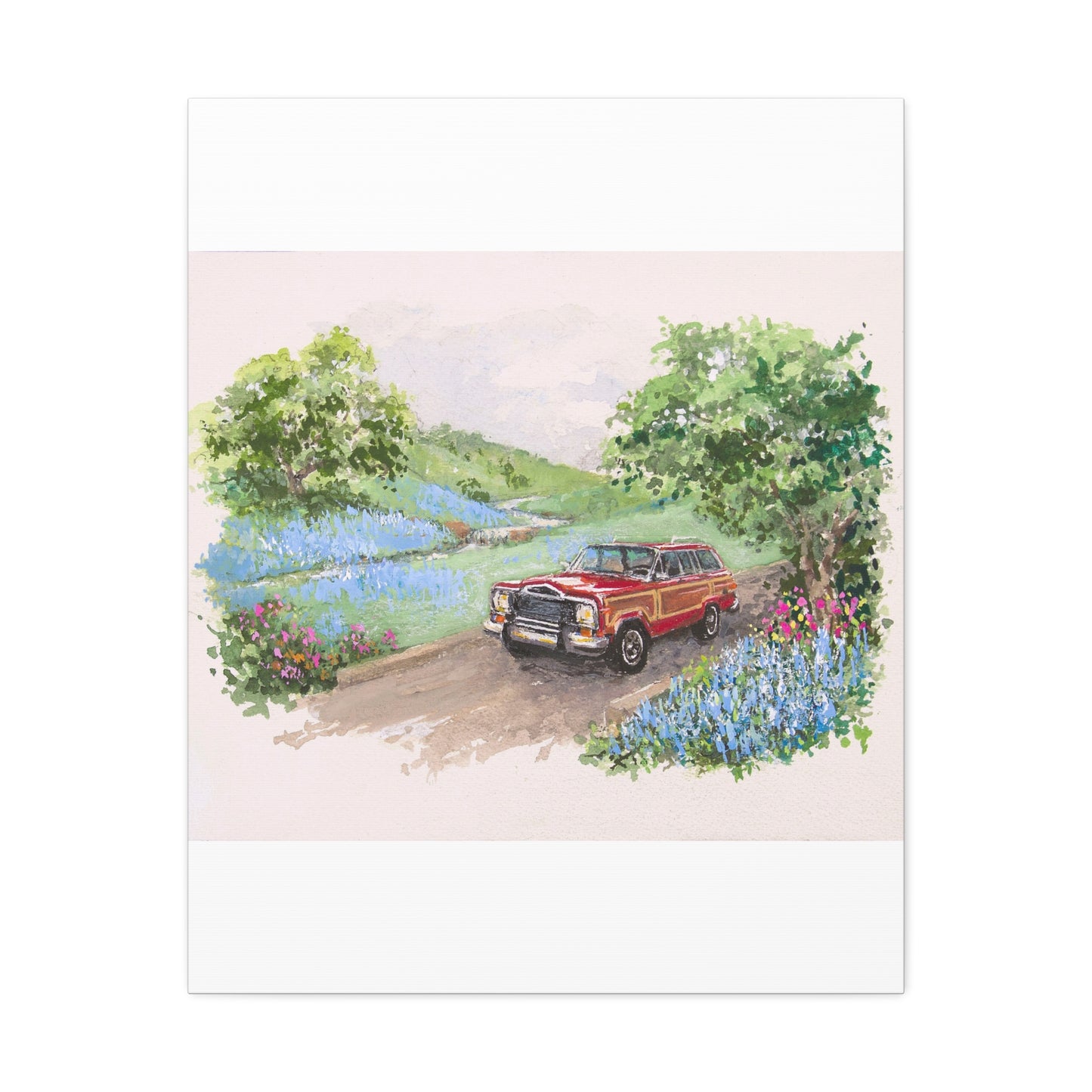 Red Wagoneer Stretched Canvas Art