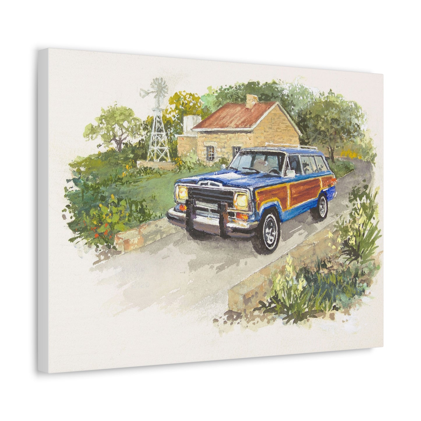 Blue Wagoneer Stretched Canvas Art