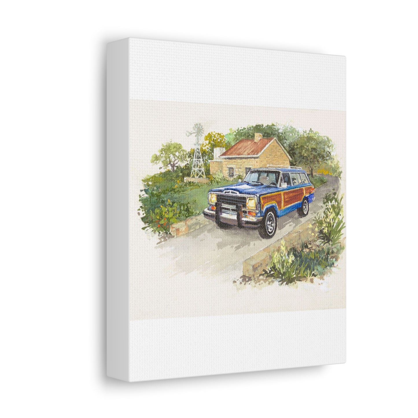 Blue Wagoneer Stretched Canvas Art
