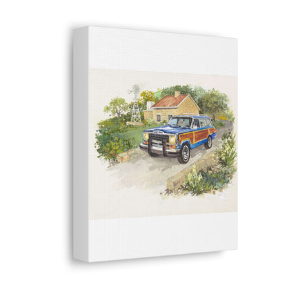 Blue Wagoneer Stretched Canvas Art