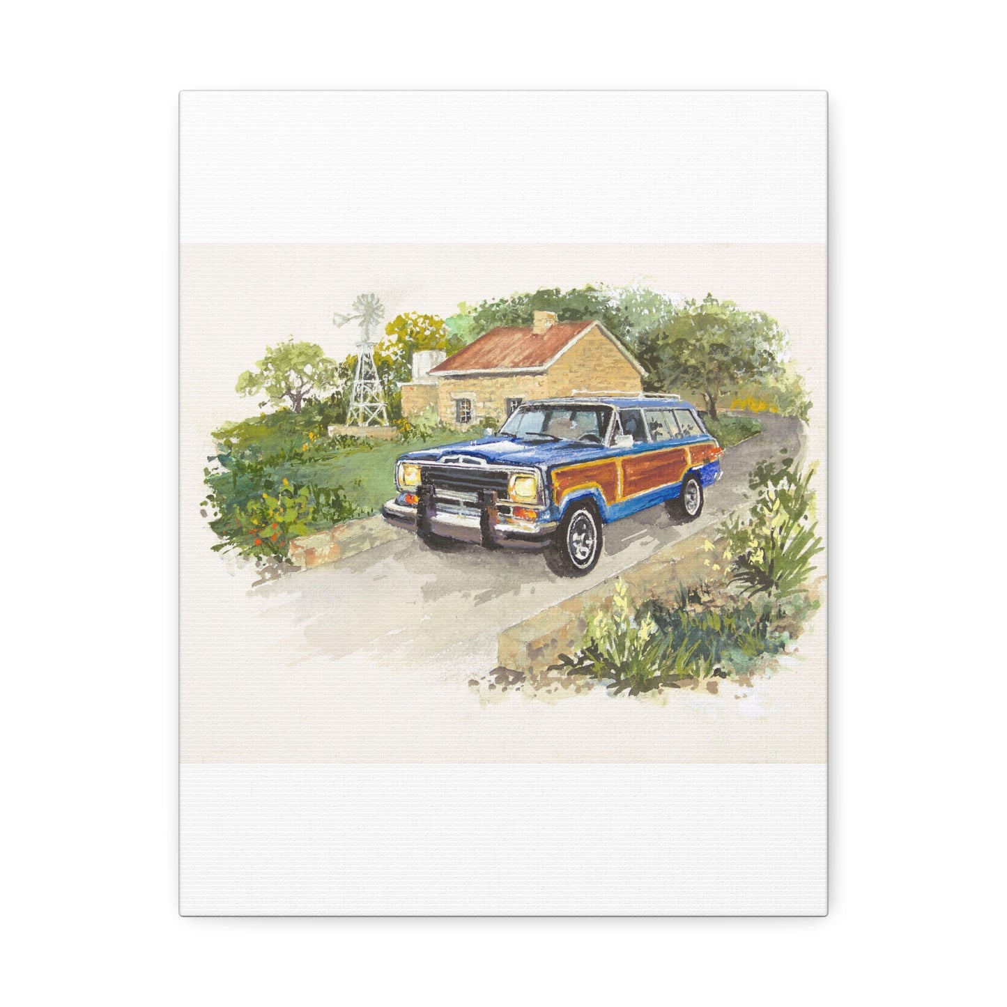 Blue Wagoneer Stretched Canvas Art