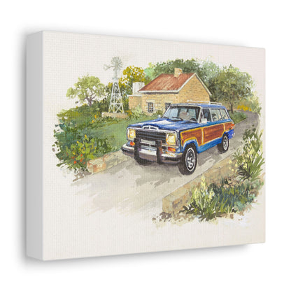 Blue Wagoneer Stretched Canvas Art