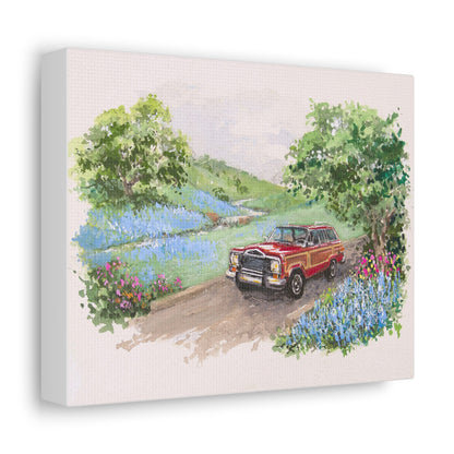 Red Wagoneer Stretched Canvas Art