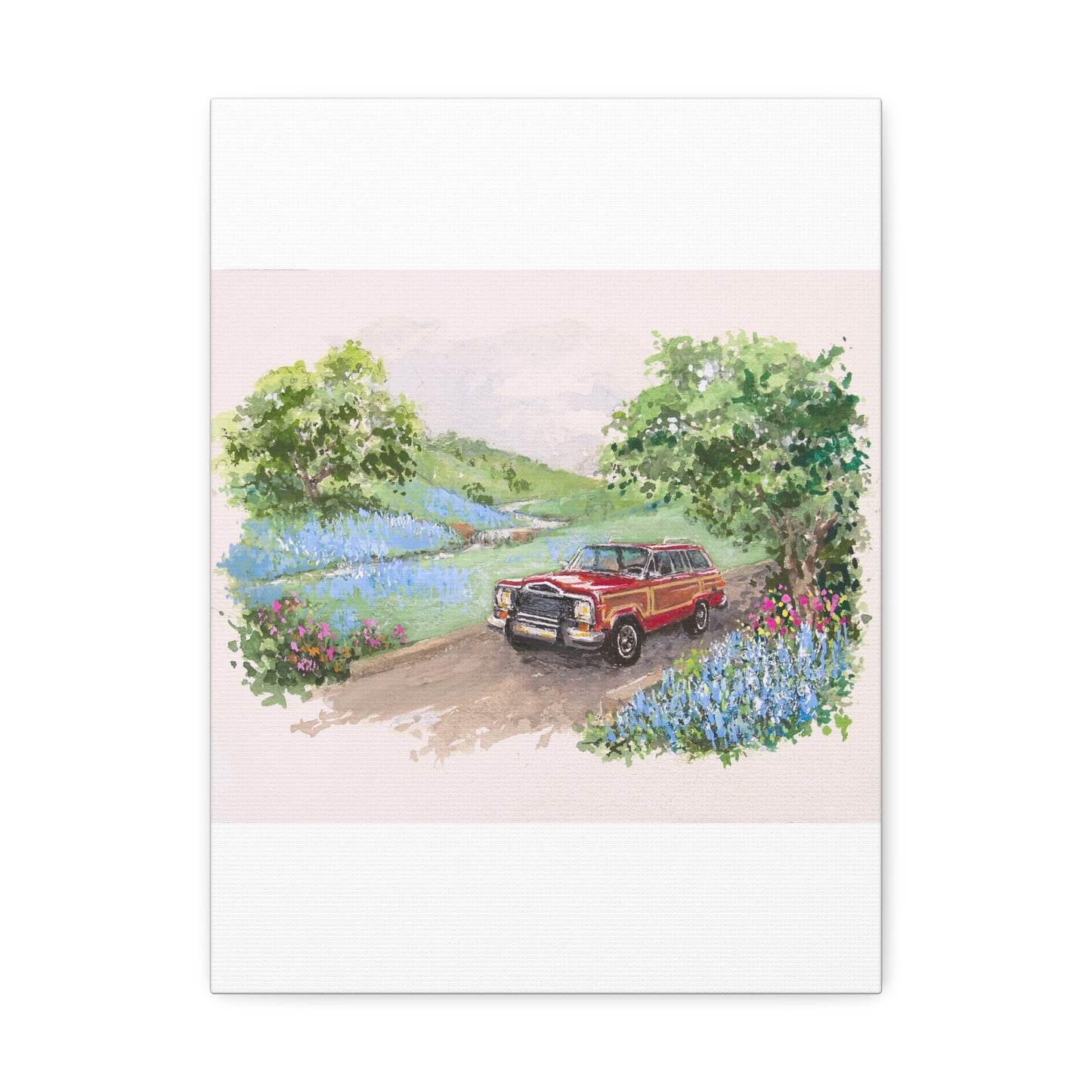 Red Wagoneer Stretched Canvas Art