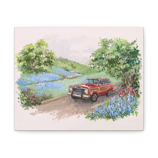 Red Wagoneer Stretched Canvas Art