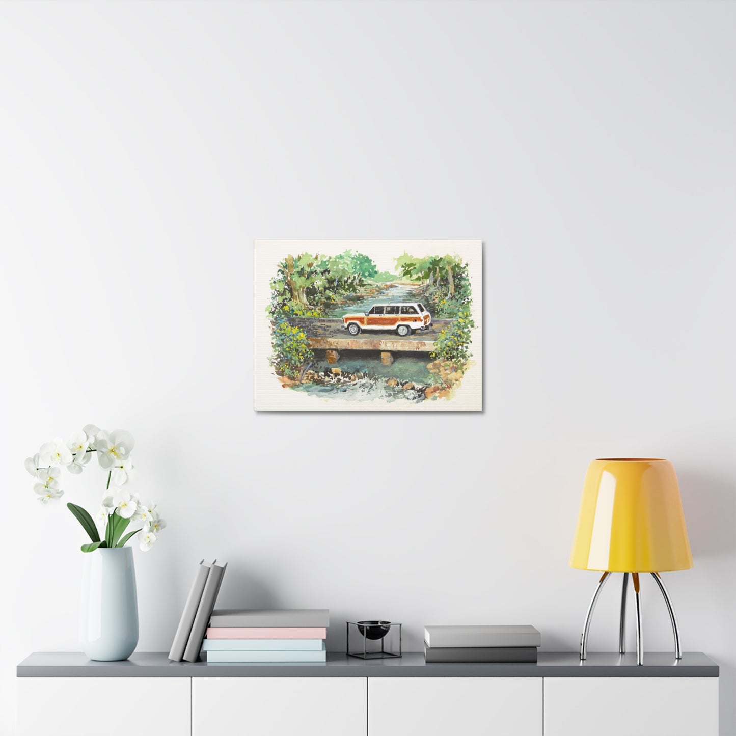White Wagoneer Stretched Canvas Art
