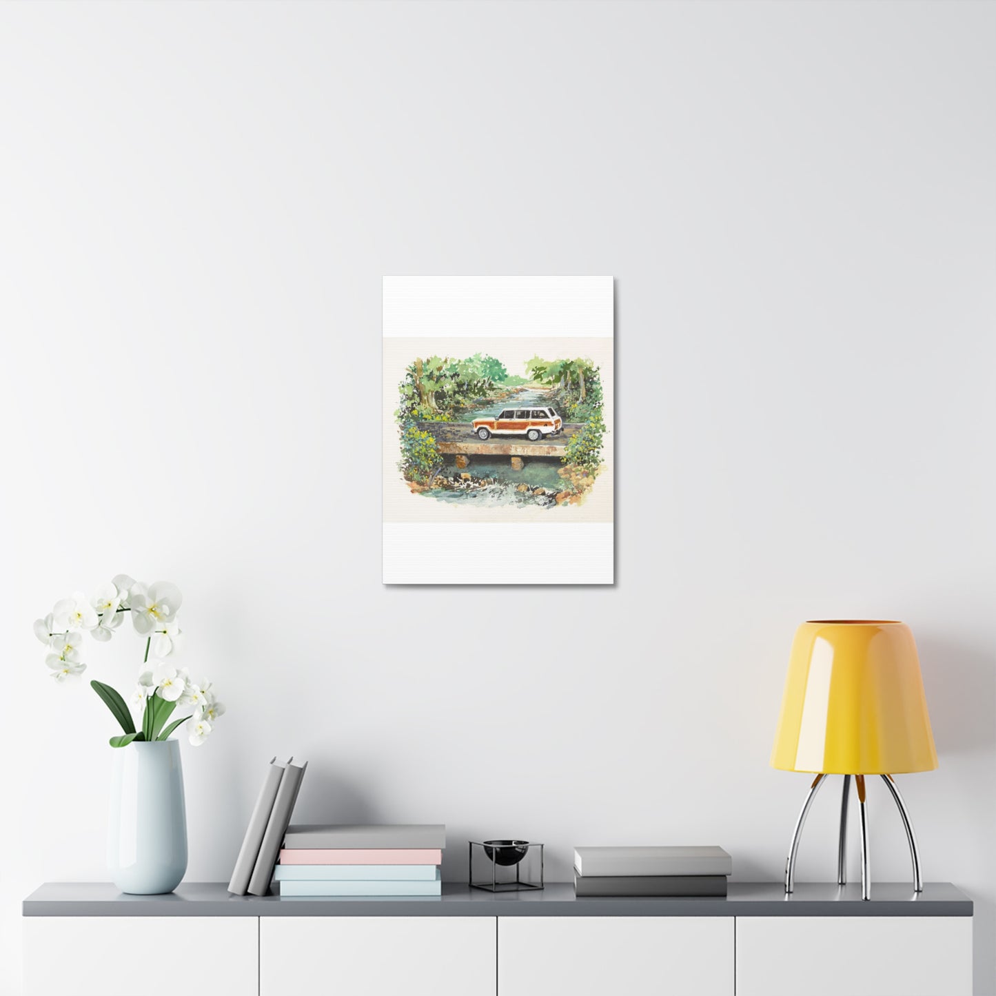 White Wagoneer Stretched Canvas Art