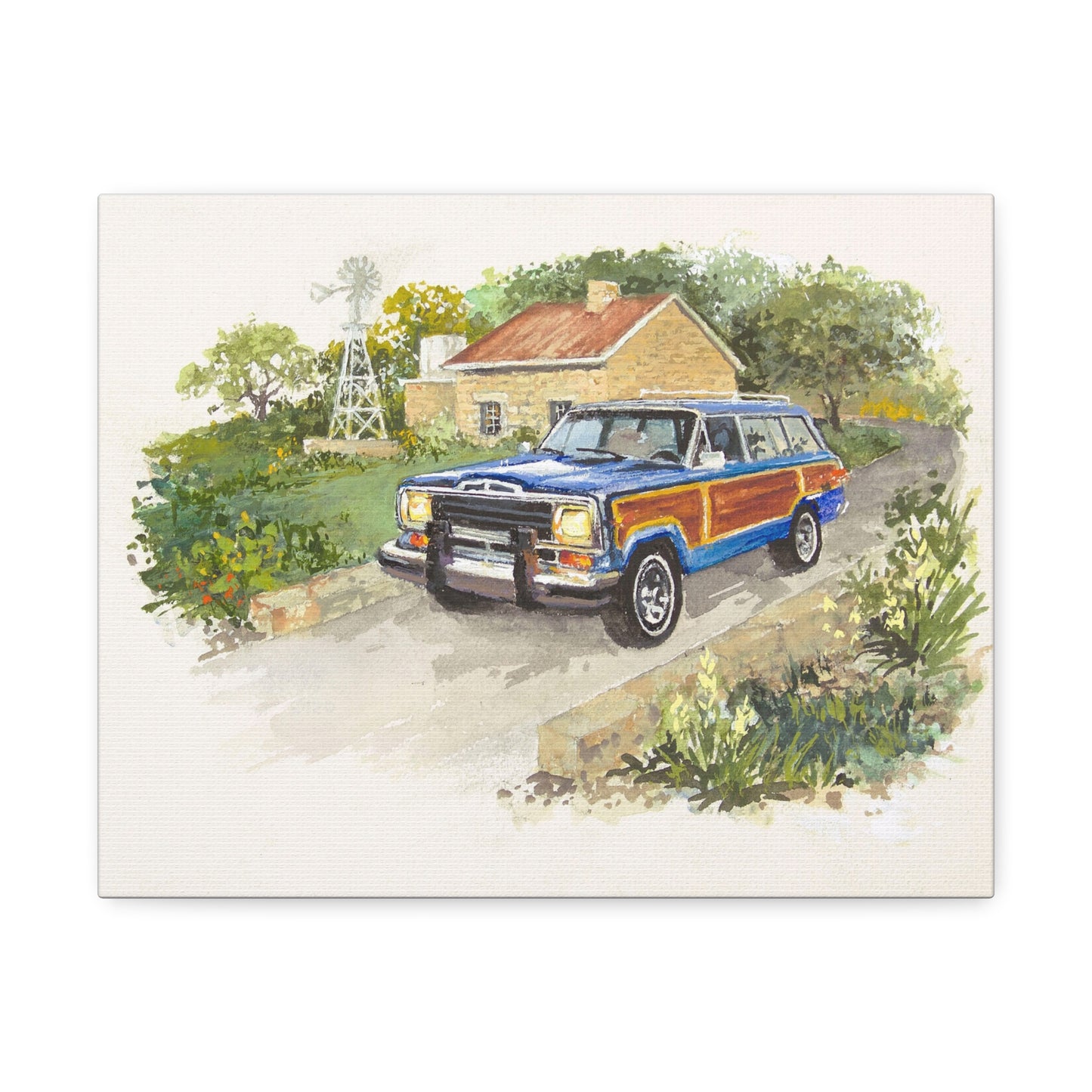 Blue Wagoneer Stretched Canvas Art