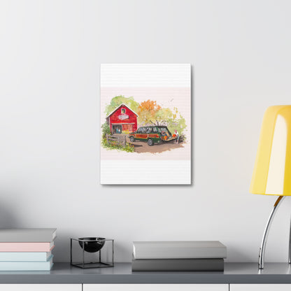 Fall Harvest Wagoneer Stretched Canvas Art