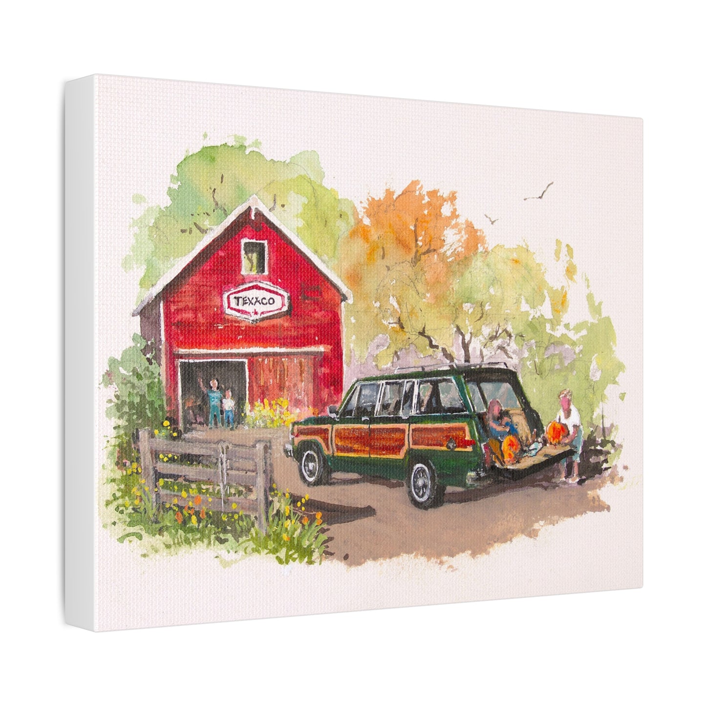 Fall Harvest Wagoneer Stretched Canvas Art