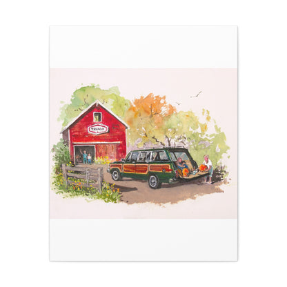 Fall Harvest Wagoneer Stretched Canvas Art