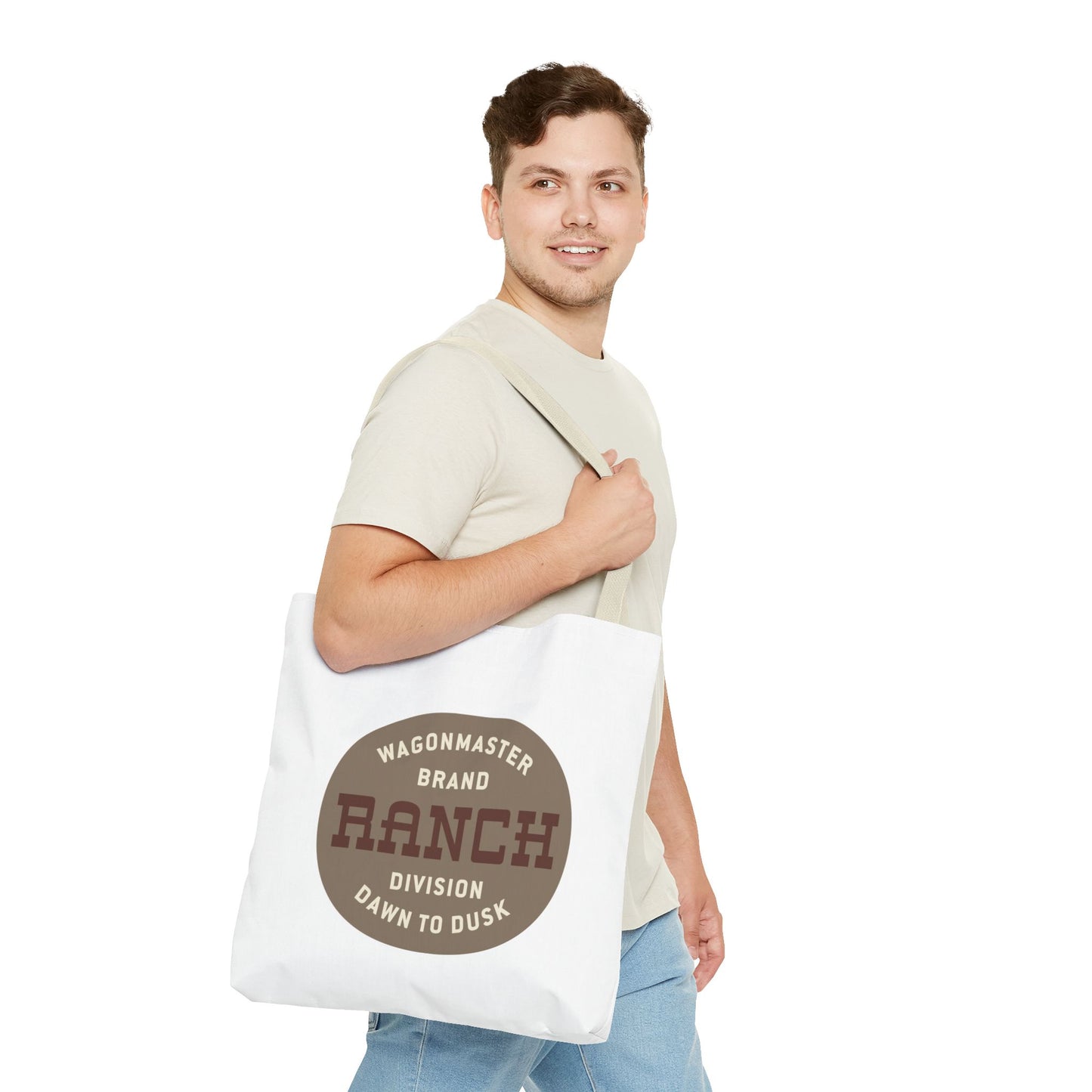 Ranch Wagonmaster Logo Tote Bag — Vintage Western 'Dawn to Dusk' Cotton Tote