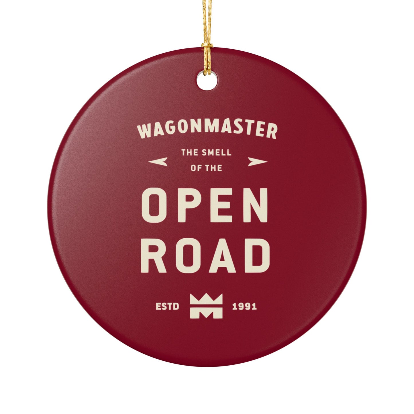 Ceramic Ornament – "Open Road"  - Burgundy