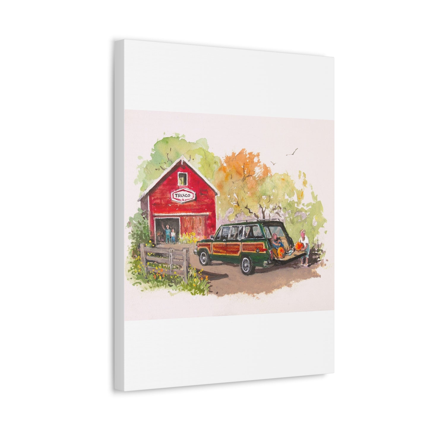 Fall Harvest Wagoneer Stretched Canvas Art