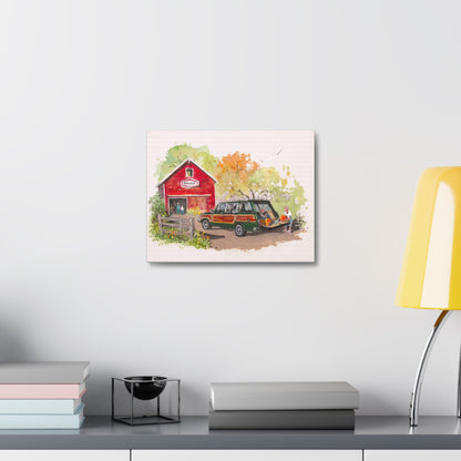 Fall Harvest Wagoneer Stretched Canvas Art