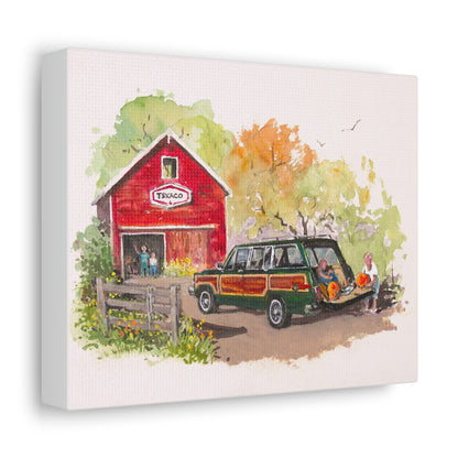 Fall Harvest Wagoneer Stretched Canvas Art